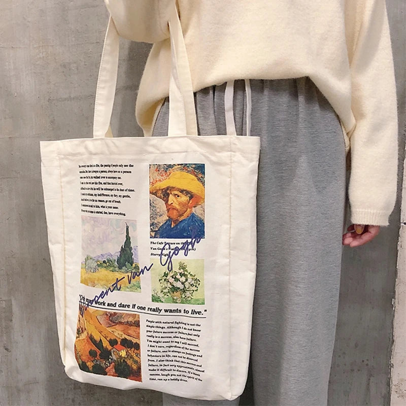 Female Large-capacity Canvas Shoulder Bag Women's Retro Print Handbag Leisure