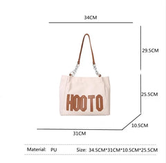 Women's Letter Handbag Bucket PU Shoulder Bag Large Capacity Messenger