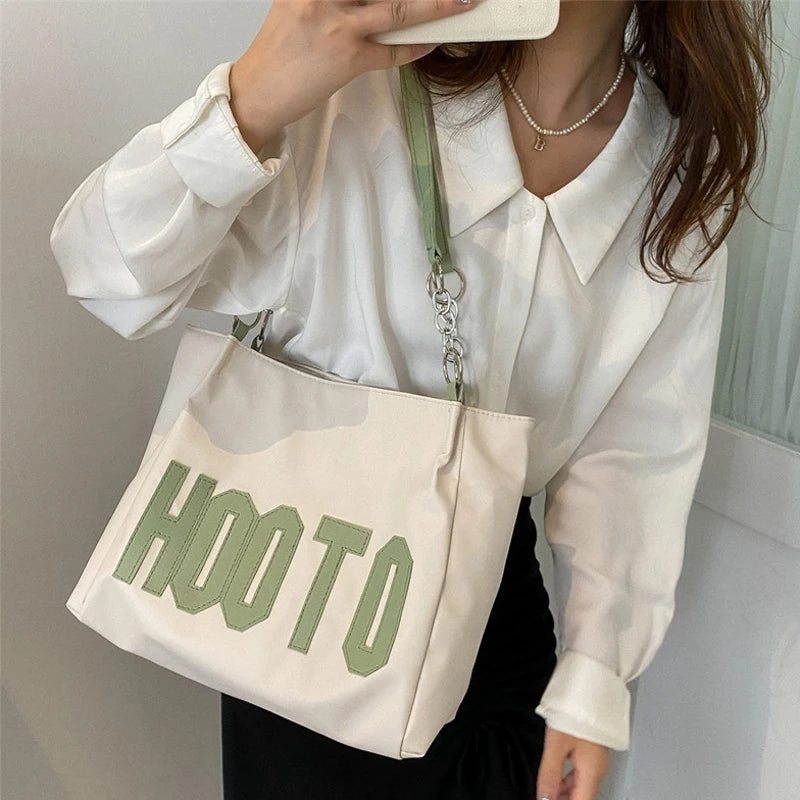 Women's Letter Handbag Bucket PU Shoulder Bag Large Capacity Messenger
