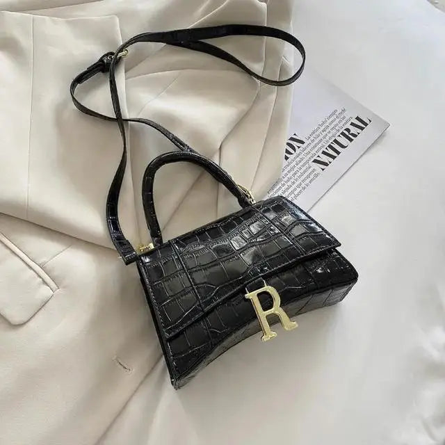 Crocodile Print Leather Crossbody Bag