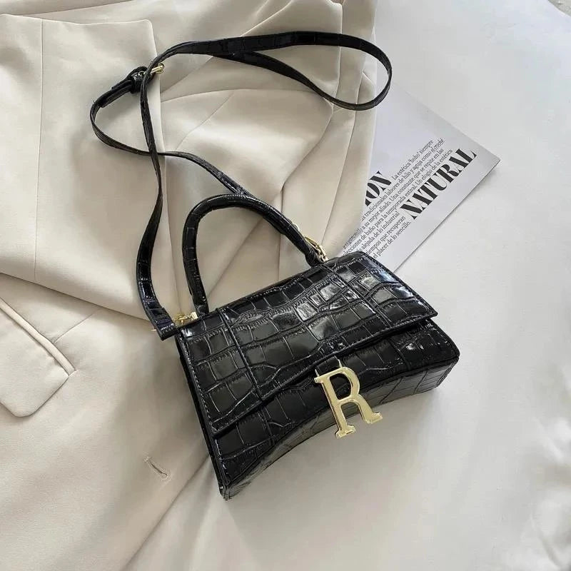 Crocodile Print Leather Crossbody Bag