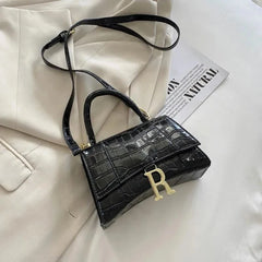 Crocodile Print Leather Crossbody Bag