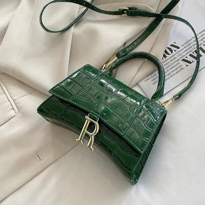 Crocodile Print Leather Crossbody Bag