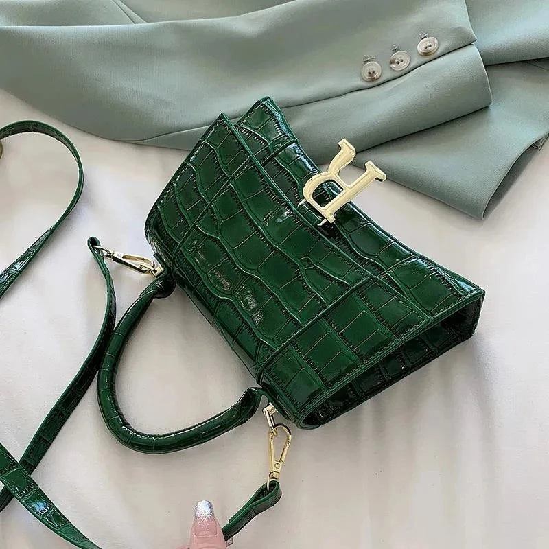 Crocodile Print Leather Crossbody Bag
