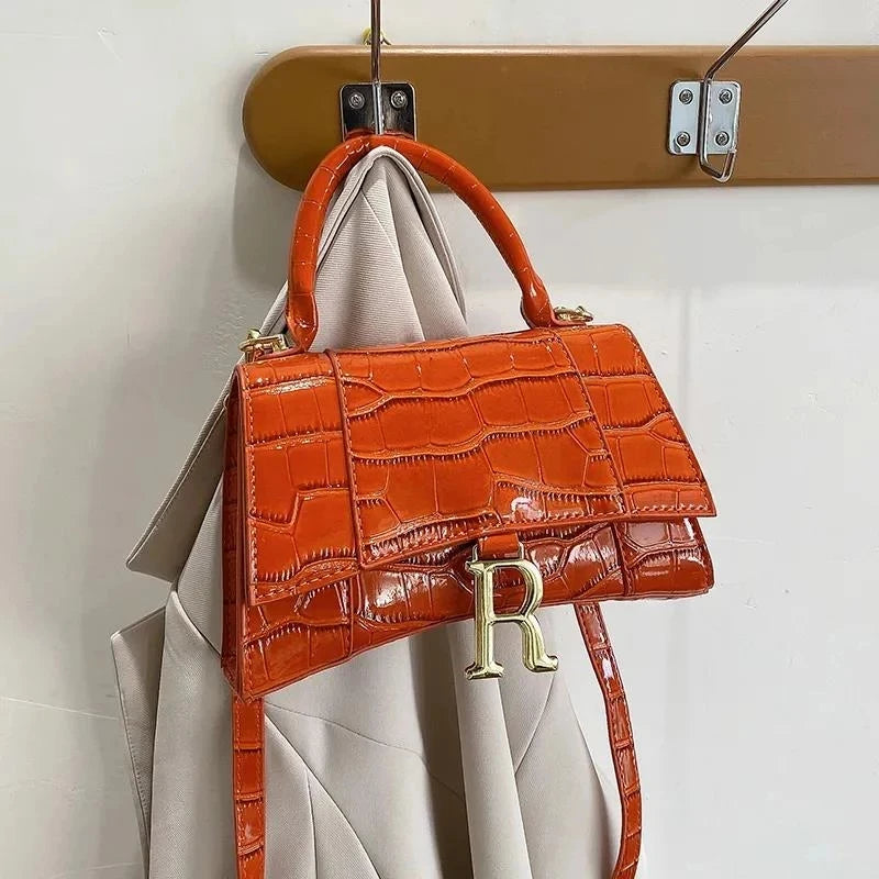 Crocodile Print Leather Crossbody Bag