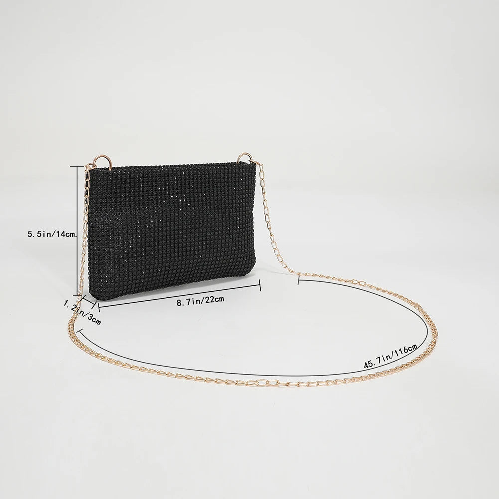 Women's Messenger Bag with Rhinestone Square Design