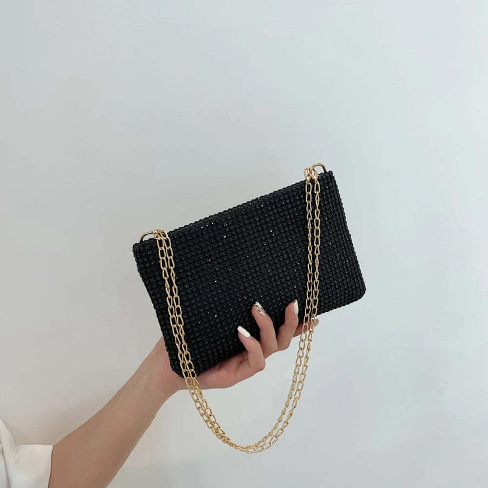 Women's Messenger Bag with Rhinestone Square Design