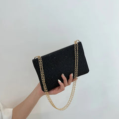 Women's Messenger Bag with Rhinestone Square Design