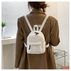 Female Mini Plush Backpack Solid Little Girls Wild Soft Autumn Winter Small Dayp