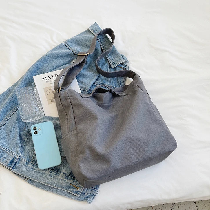 Female Minimalist Canvas Work Laptop Shoulder Bag