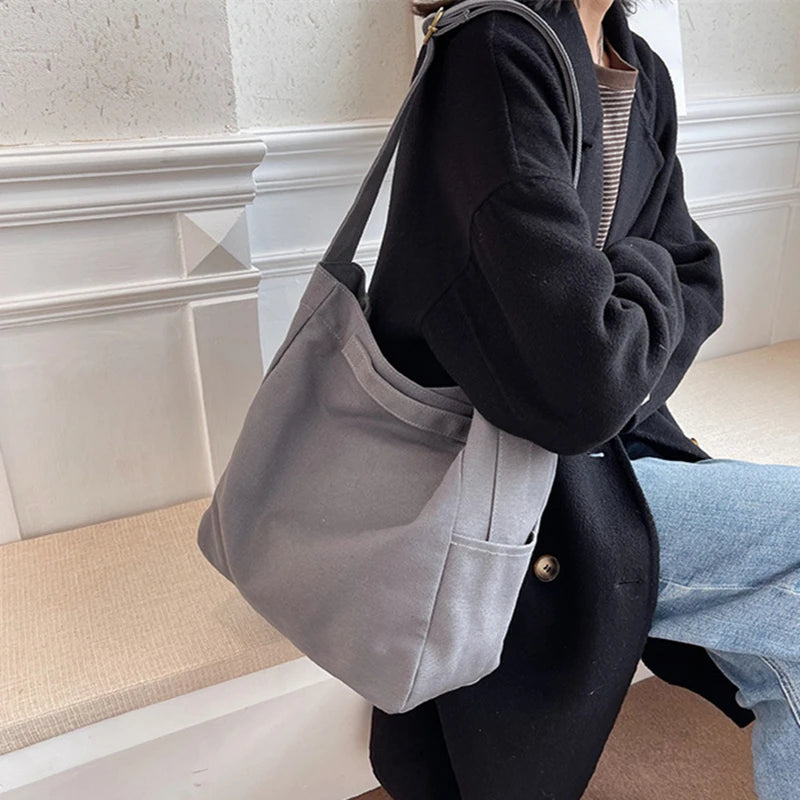 Female Minimalist Canvas Work Laptop Shoulder Bag