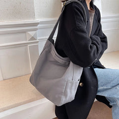 Female Minimalist Canvas Work Laptop Shoulder Bag