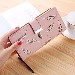 Women's Hollow PU Long Large Capacity Zipper Clutch Wallet