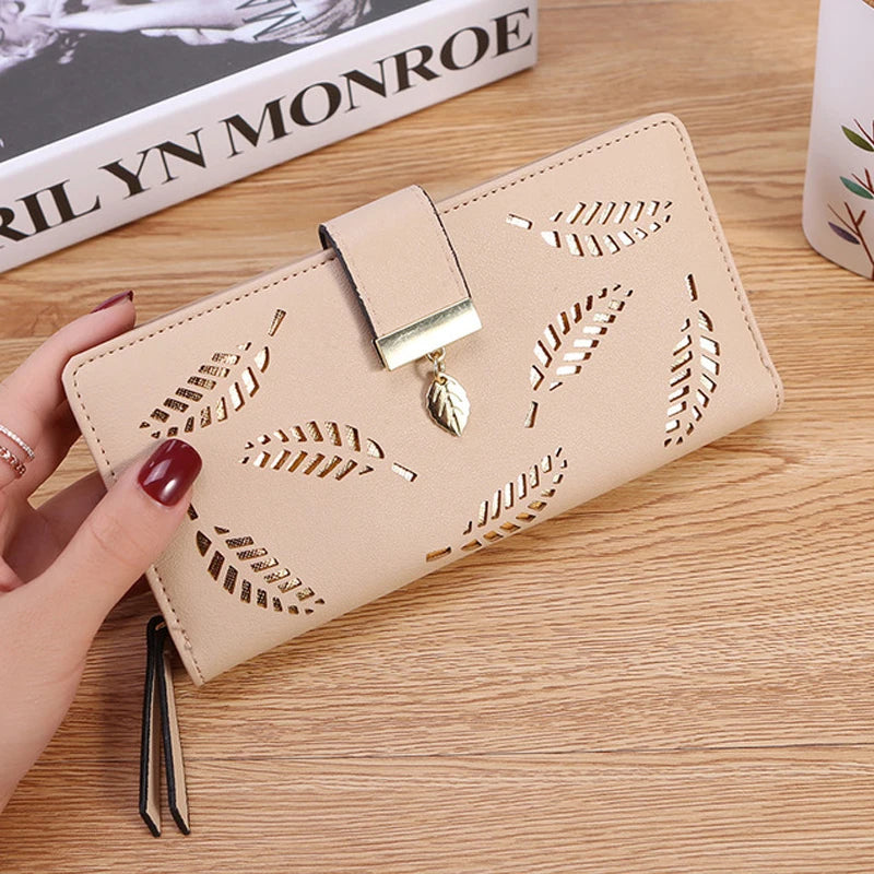 Women's Hollow PU Long Large Capacity Zipper Clutch Wallet