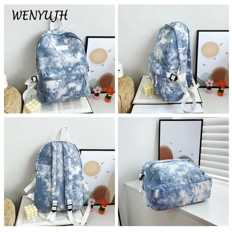 Female Nylon Backpack Casual Women Shoulder Bag Solid School Bag