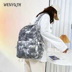 Female Nylon Backpack Casual Women Shoulder Bag Solid School Bag