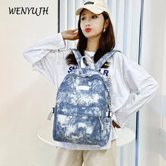 Female Nylon Backpack Casual Women Shoulder Bag Solid School Bag