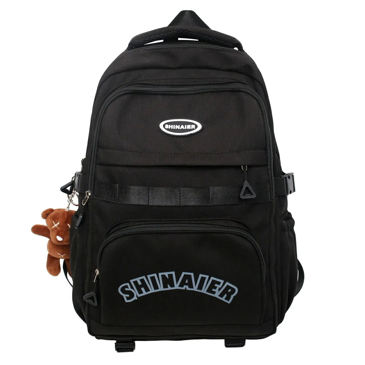 Female Nylon Laptop Backpack Preppy Style Solid Backpacks for Girls