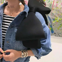 Female Pink Spliced Bow Handbag for Girl Shoulder Bag