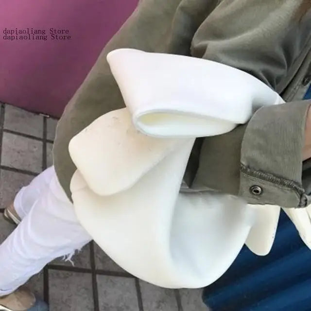 Female Pink Spliced Bow Handbag for Girl Shoulder Bag