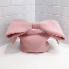 Female Pink Spliced Bow Handbag for Girl Shoulder Bag