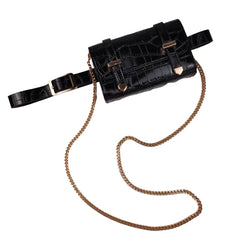 Women's Leather Waist Belt Bag Serpentine Phone Pouch