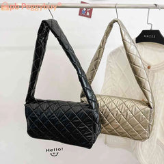 Women's Quilted Cotton Shoulder Bag Large Capacity Tote