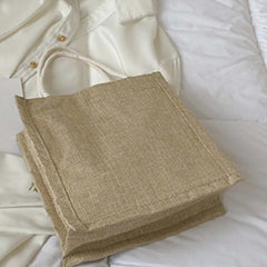 Female Retro Ethnic Shoulder Bag Linen Tassels Tote Handbag