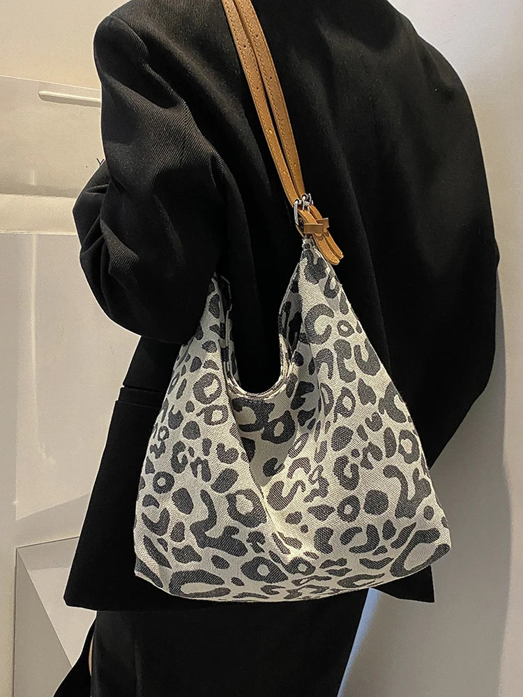 Leopard Pattern Shoulder Bag Casual Large Underarm Bags Handbag