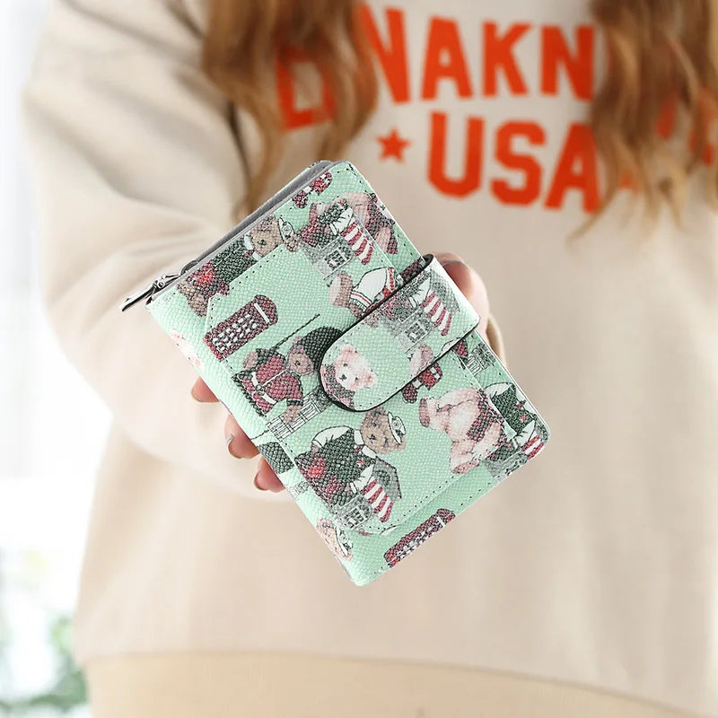 Korea Cartoon Bear Buckle Mini Zipper Wallet Student Small Fresh Purse