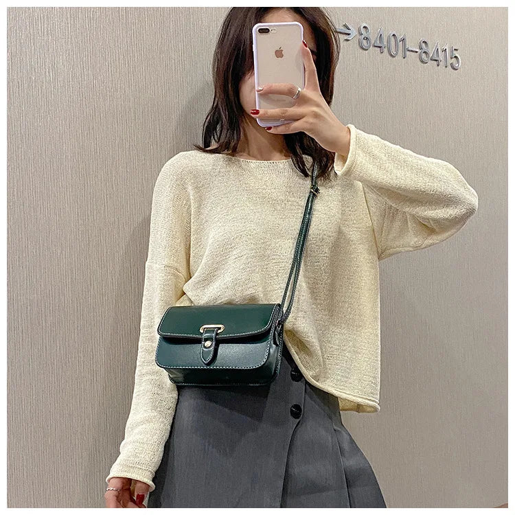 Women's Shoulder Bag Lock Twist Braid Square Retro Small Bag