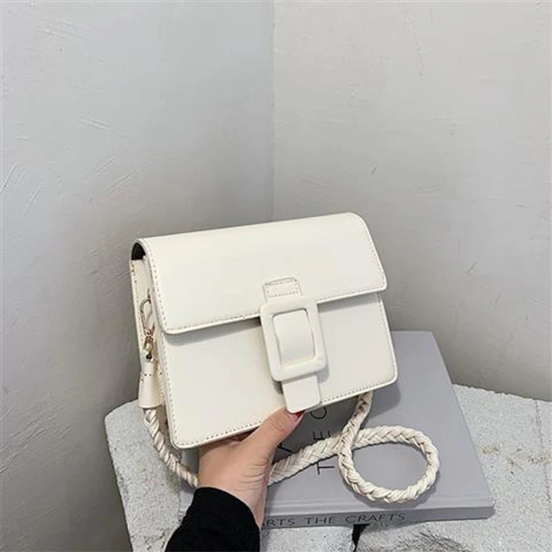 Women's Shoulder Bag Lock Twist Braid Square Bag