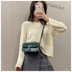 Retro Small Square Bag Lock Bag Pu Leather Twist Braid Shoulder Messenger