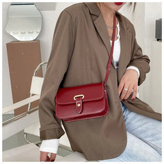 Retro Small Square Bag Lock Bag Pu Leather Twist Braid Shoulder Messenger