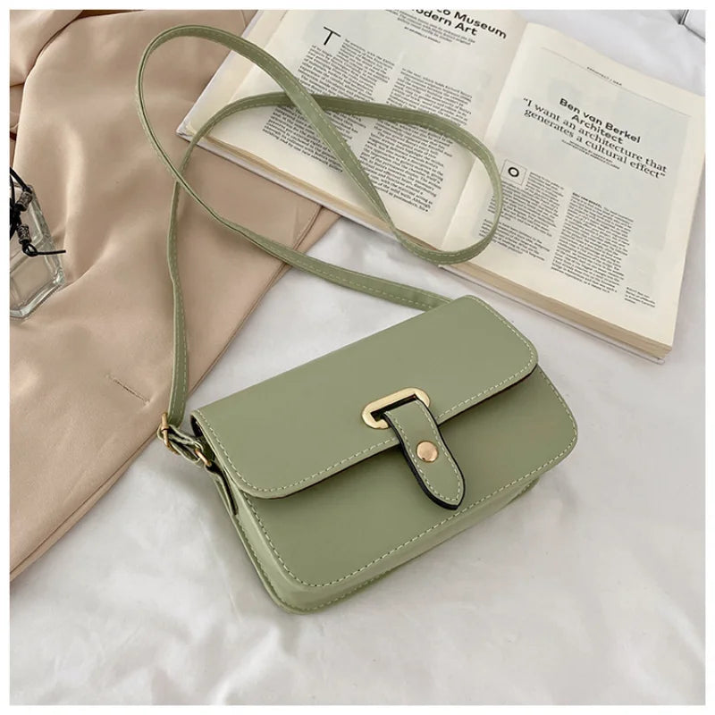 Retro Small Square Bag Lock Bag Pu Leather Twist Braid Shoulder Messenger
