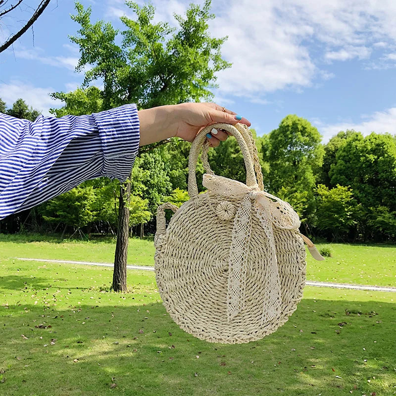 Summer Lace Circular Shoulder Bag Large Capacity Handbags