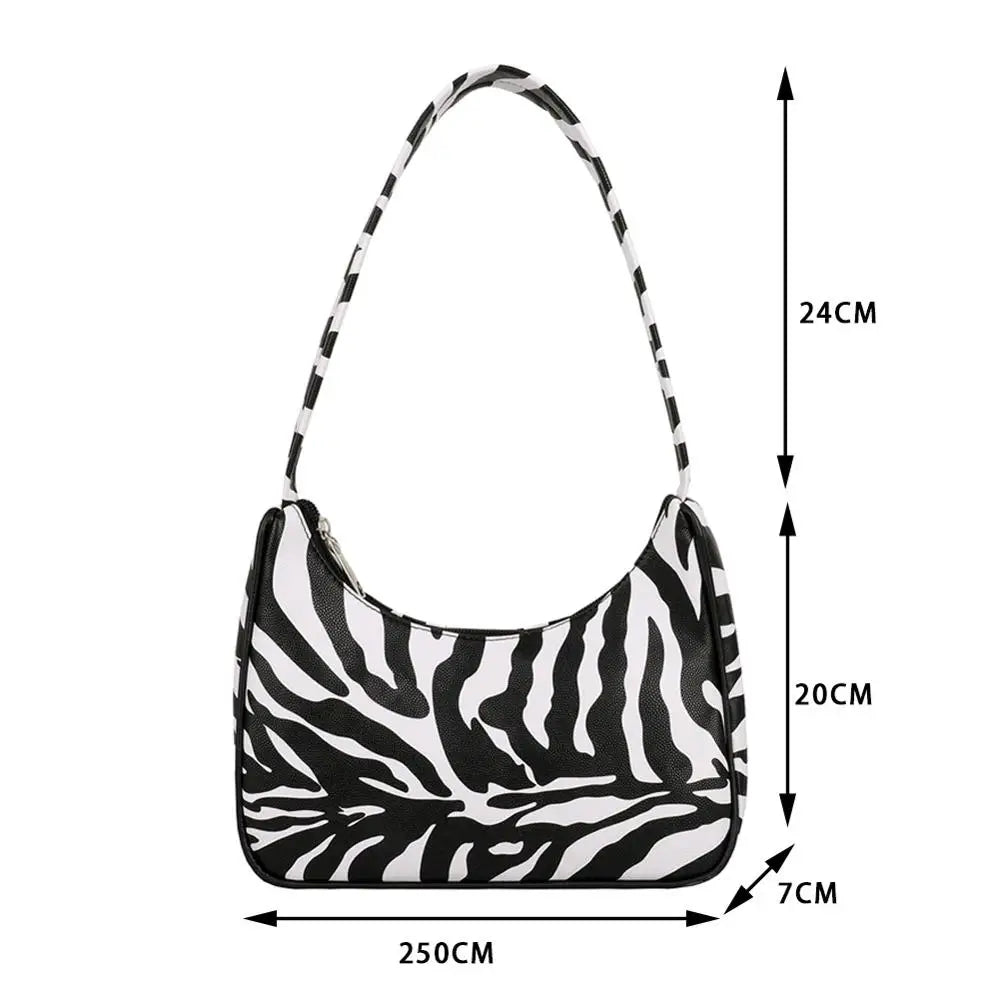 Vintage Leather Animal Pattern Shoulder Bag