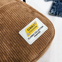 Women's Small Corduroy Shoulder Bag Messenger Crossbody Zipper Purse