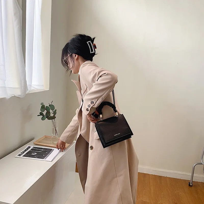 Women's Small Chain Crossbody Bag Winter Leather Handbag