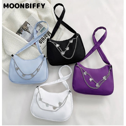 Small Square Shoulder Bag Nylon Handbag