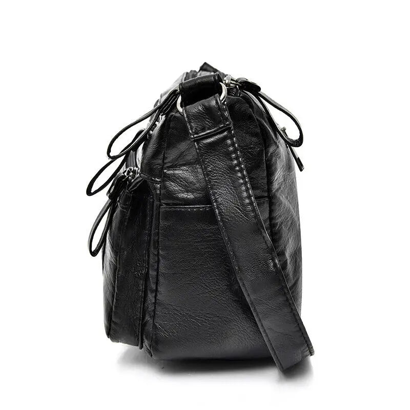 Women's Soft PU Leather Shoulder Bag Multi-Pocket Crossbody Bag