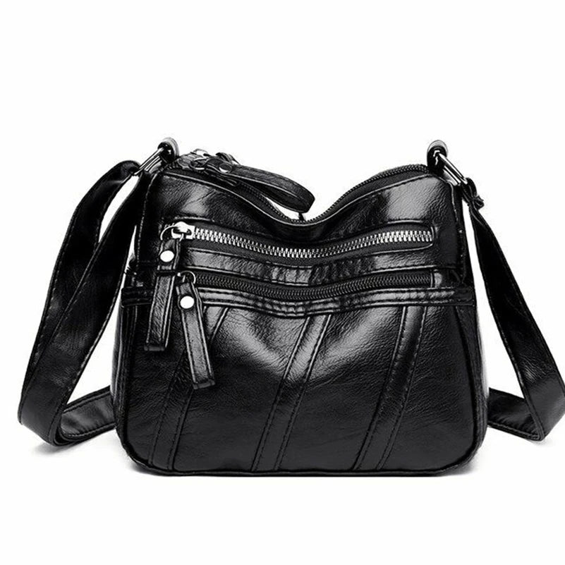 Women's Soft PU Leather Shoulder Bag Multi-Pocket Crossbody Bag