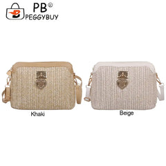 Women Summer Woven Shoulder Bag Love Heart Crossbody Messenger Bag