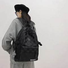 Women's Plaid School Bag Student Backpack