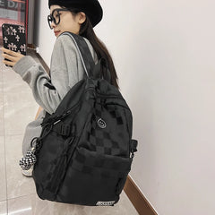 Women's Plaid School Bag Student Backpack