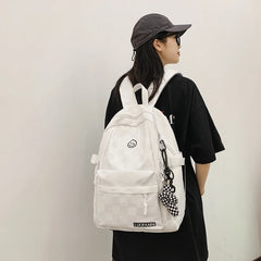 Women Plaid School Bag Student Backpack