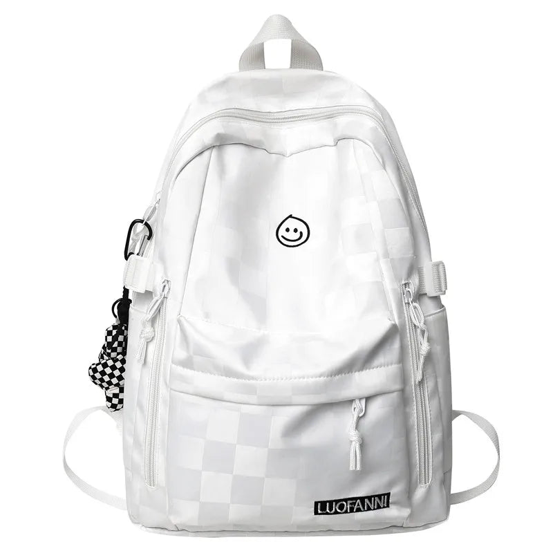 Women's Plaid School Bag Student Backpack