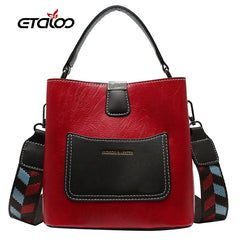 Female Tote Bucket Bag High PU Leather Shoulder Messenger Bag
