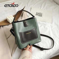Female Tote Bucket Bag High PU Leather Shoulder Messenger Bag