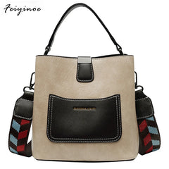 Female Tote Bucket Bag High PU Leather Shoulder Messenger Bag